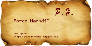 Porcz Hannó névjegykártya